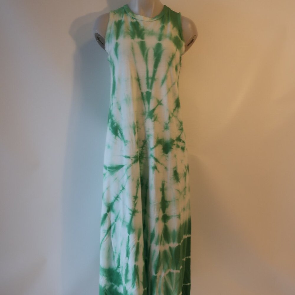 NWT Womens Tina Demel Green, White Tie-Dye Tank Maxi Dress O/S